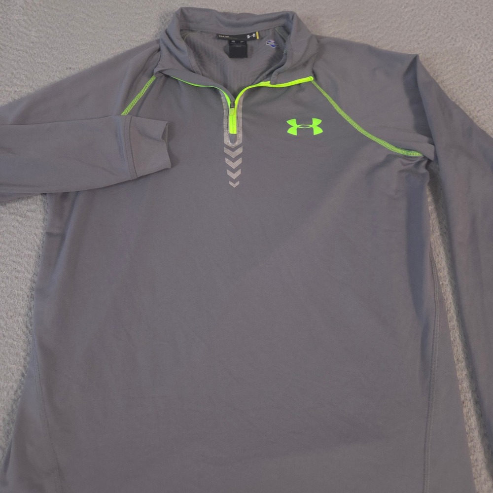 Under Armour Shirt Mens Small Gray NFL Combine 1/4 Zip Training Performance Neon